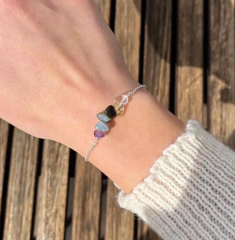 Colar Healing Stones - Cristais Anti-Ansiedade, Anti-Depressão - Cristais, Prata