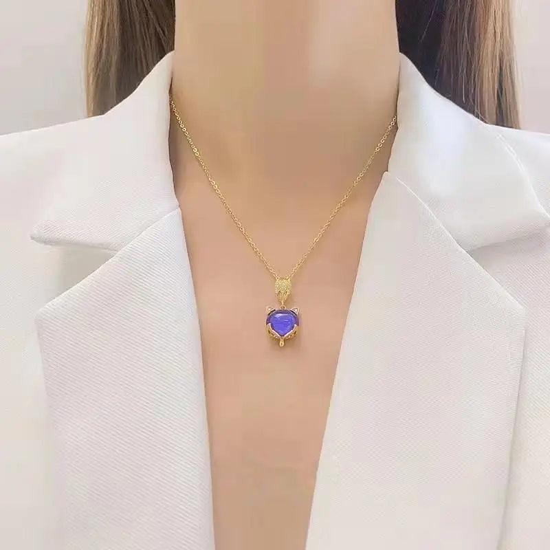 Colar pedra do humor - Raposa - Banhado a ouro 18k