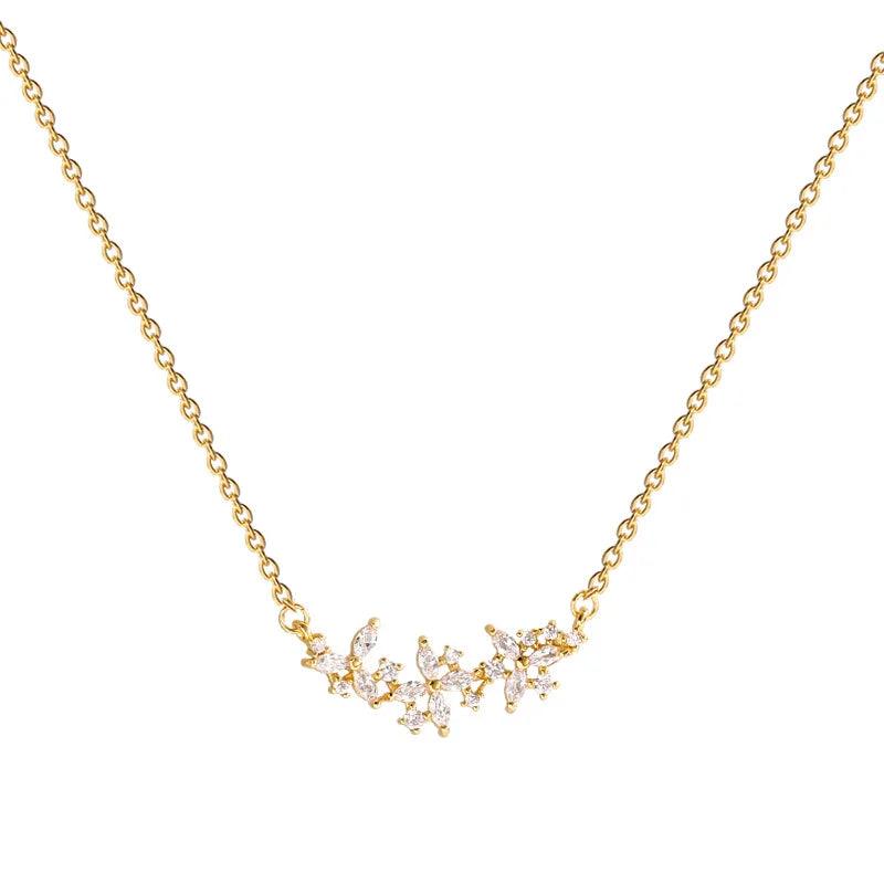 Colar Ramo de Flores - Banho em Ouro 18k - Zircônias