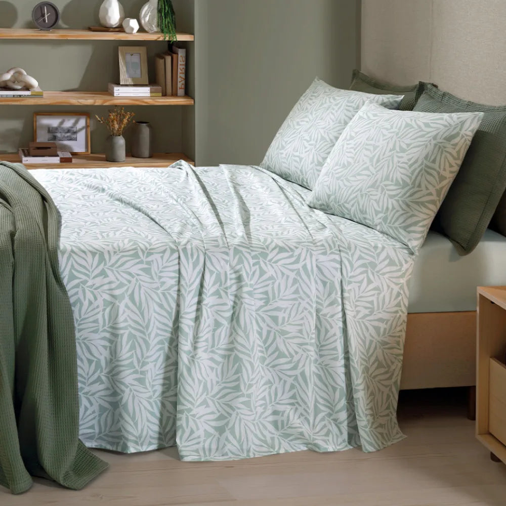 Jogo de Cama Queen 4 peças Lençol com Elástico 100 Algodão Percal 130 Fios - Dohler