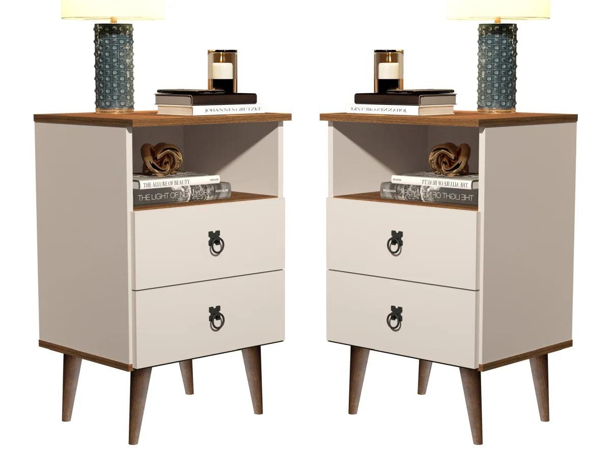 Mesa de Cabeceira Madrid 2 Gavetas - Estilo Porcelana - Premium